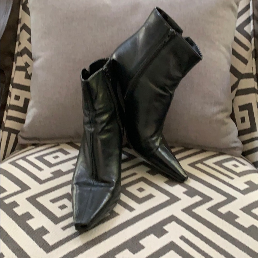 Black leather ankle boot